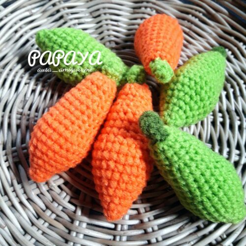 Quả đu đủ bằng len amigurumi – Chart móc Thái Lan