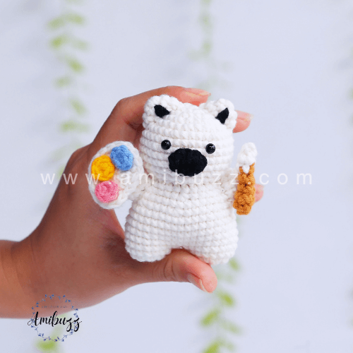 Dog Painter Amigurumi Free Pattern for Happy Crochet Time