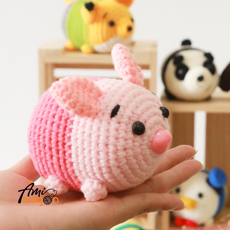 Hướng dẫn chi tiết cách móc heo hồng piglet Tsum Tsum bằng len