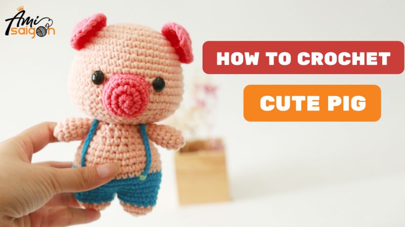 A cute amigurumi pig with trousers crochet pattern