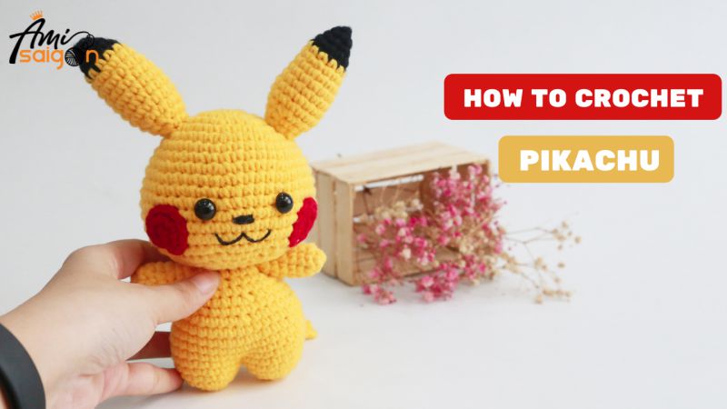 Amigurumi Pikachu character of Pokemon cartoon