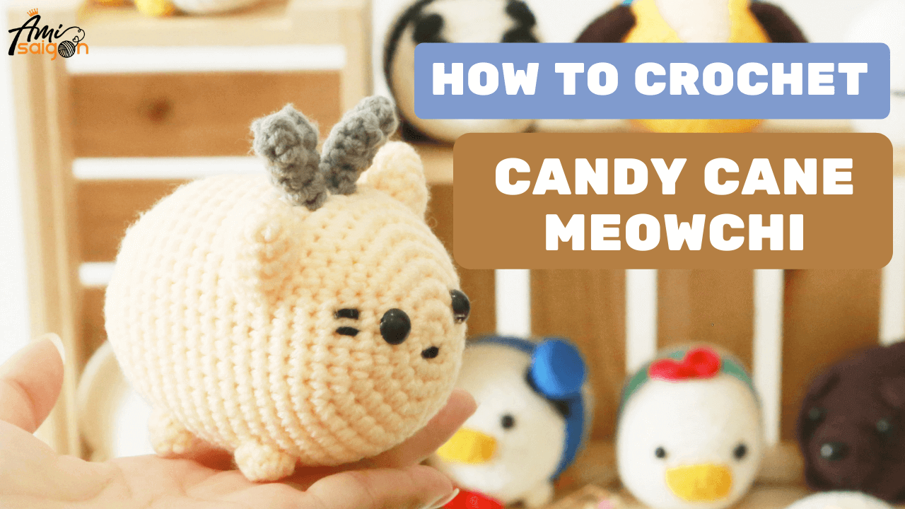 Crochet Candy Cane Meowchi Tsum Tsum - Amigurumi Beginners Tutorial