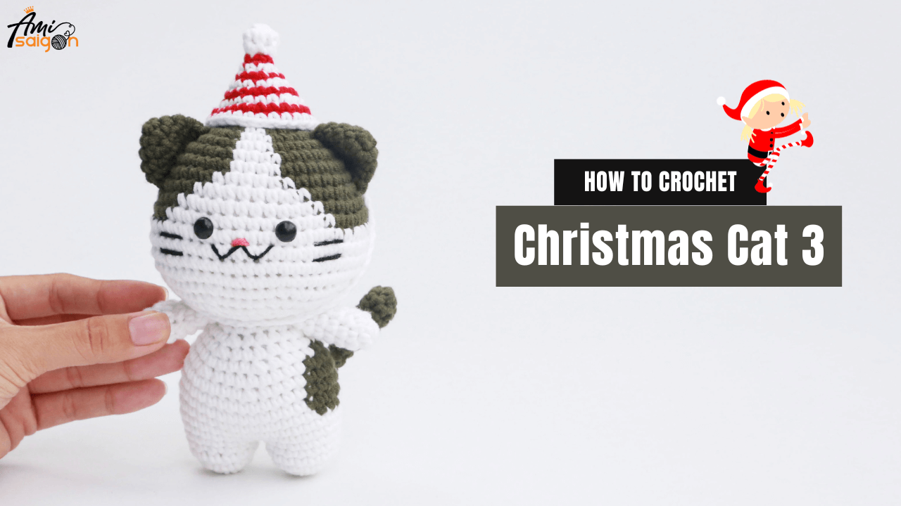 Crochet Christmas Cat Amigurumi With Santa Hat