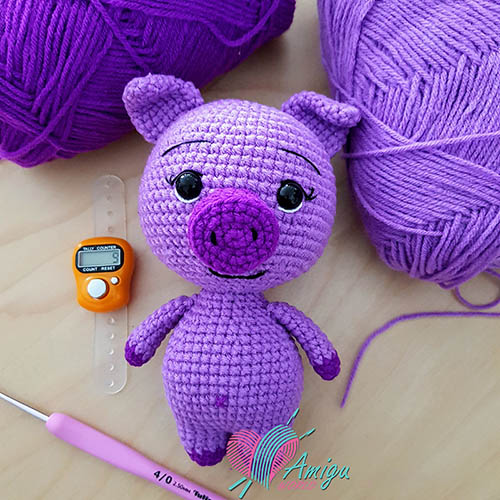Con heo amigurumi thú bông bằng len – Chart móc Thái Lan