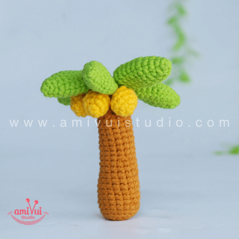 Crochet Chick Perched On A Coconut Tree Amigurumi Pattern by Amivui Studio