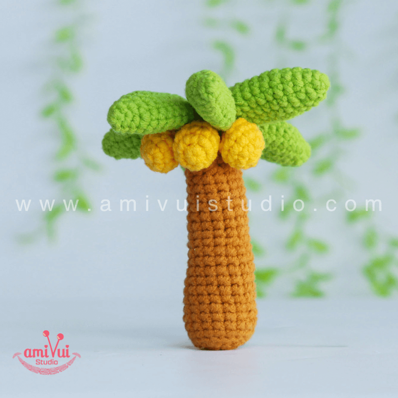Crochet Chick Perched On A Coconut Tree Amigurumi Pattern by Amivui Studio