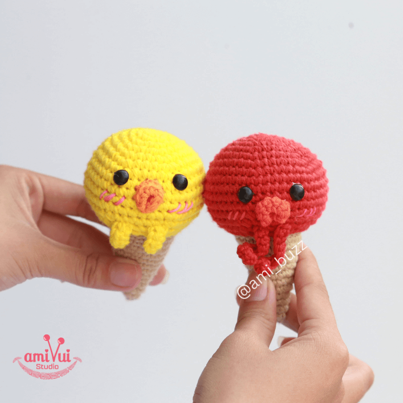Hướng dẫn cách làm móc khoá kem ốc quế hình vịt bằng len - Chart móc miễn phí Amibuzz
