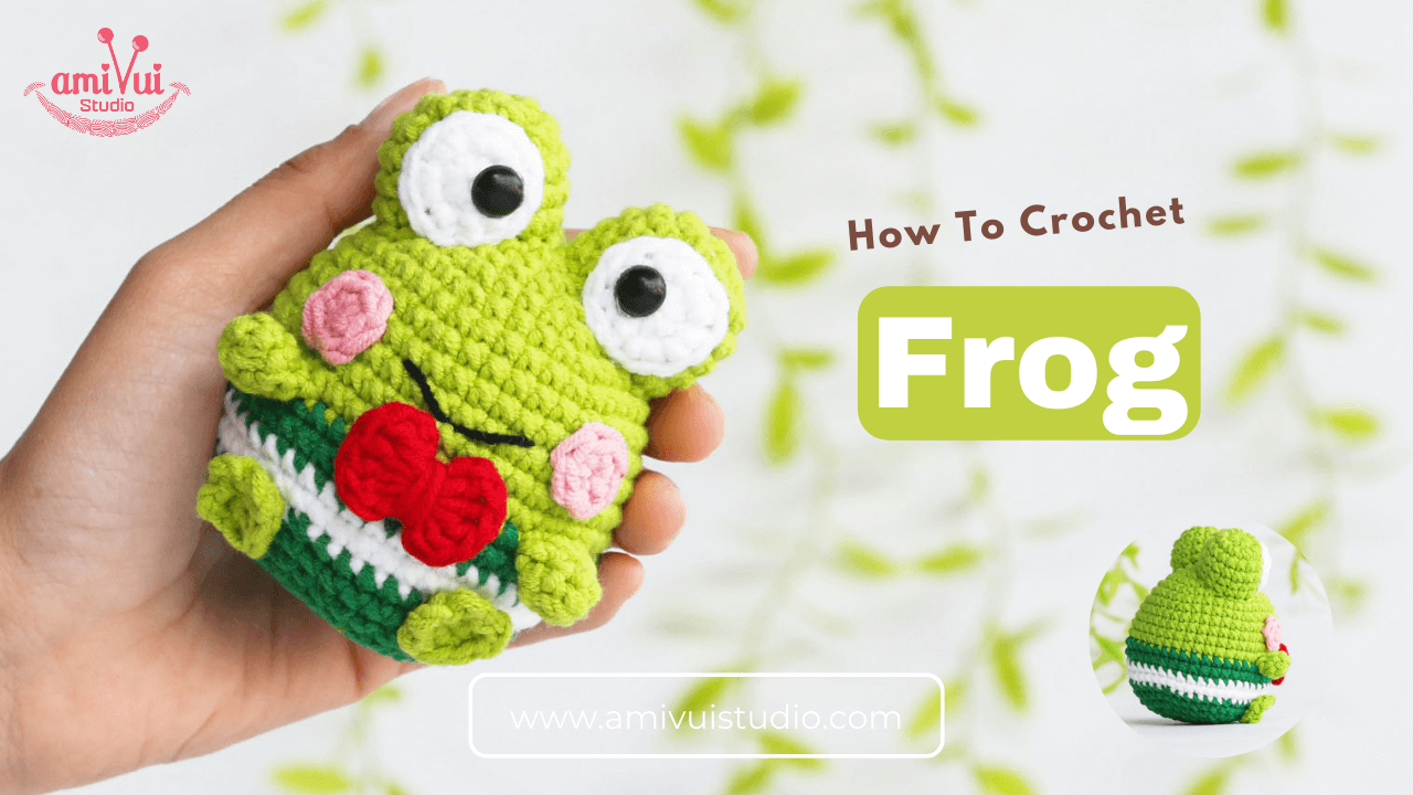 Amigurumi cheerful green frog Keroppi free crochet tutorial
